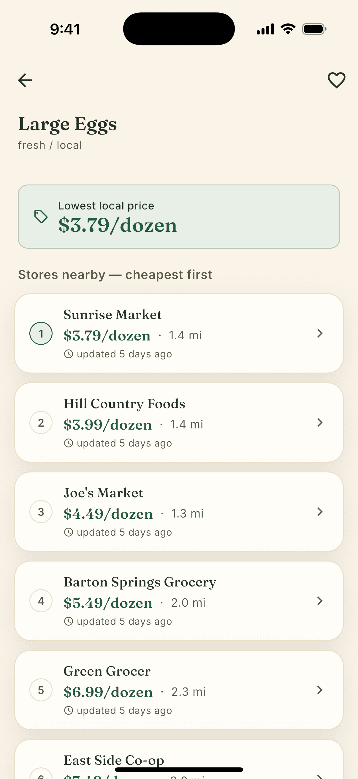 Lagniappe price comparison screen