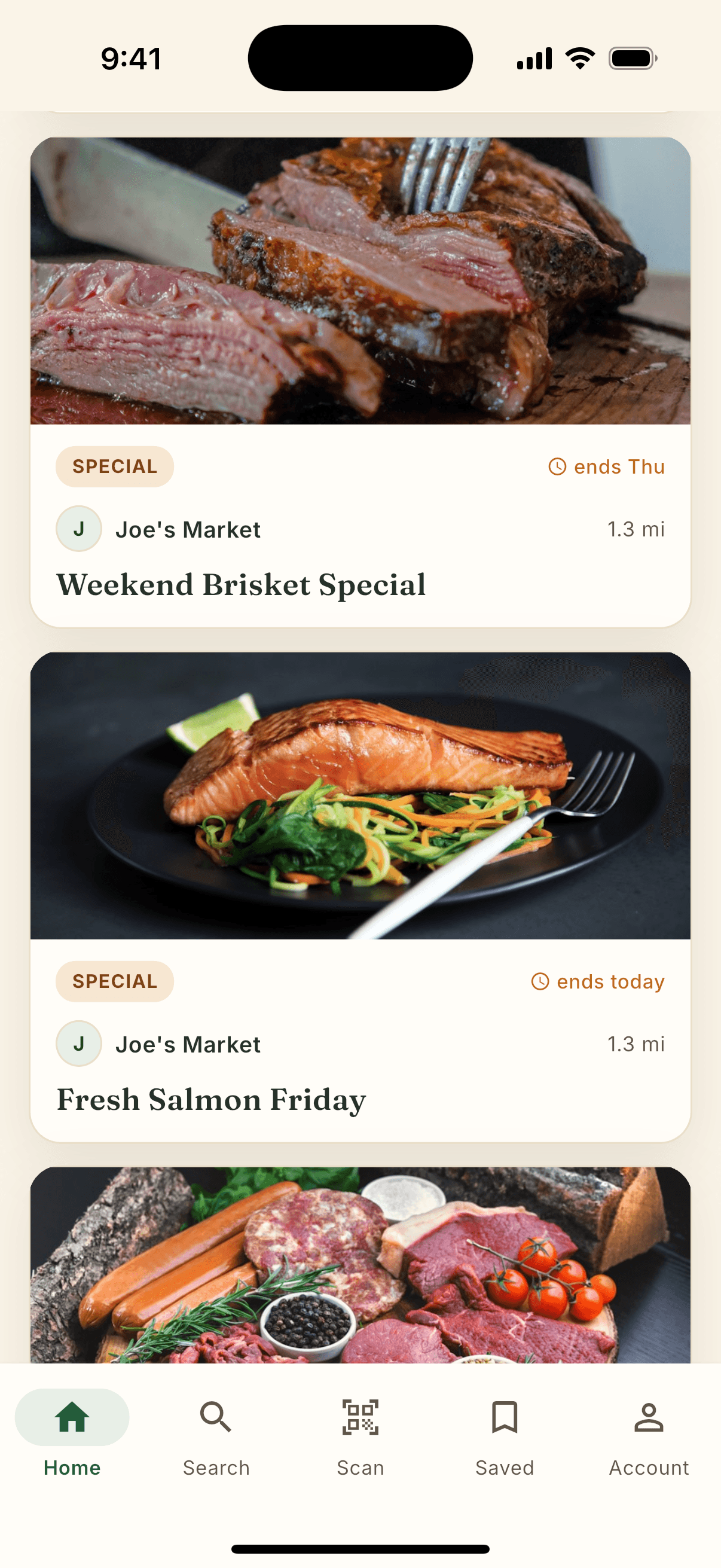 Lagniappe fresh specials feed screen